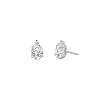 Pear Shape Illusion Set Diamond Stud Earrings - Lotus Diamond
