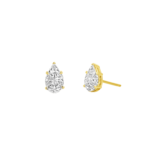 Pear Shape Illusion Set Diamond Stud Earrings - Lotus Diamond
