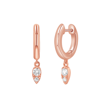 Pear Shaped Diamond Charm Drop Huggies - Lotus Diamond