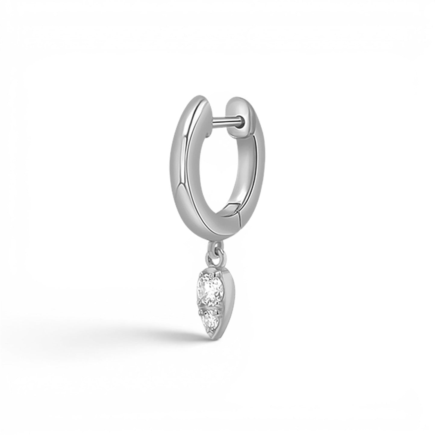 Pear Shaped Diamond Charm Drop Huggies - Lotus Diamond