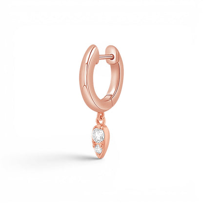 Pear Shaped Diamond Charm Drop Huggies - Lotus Diamond