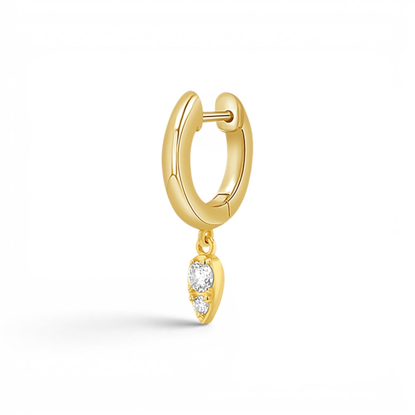 Pear Shaped Diamond Charm Drop Huggies - Lotus Diamond