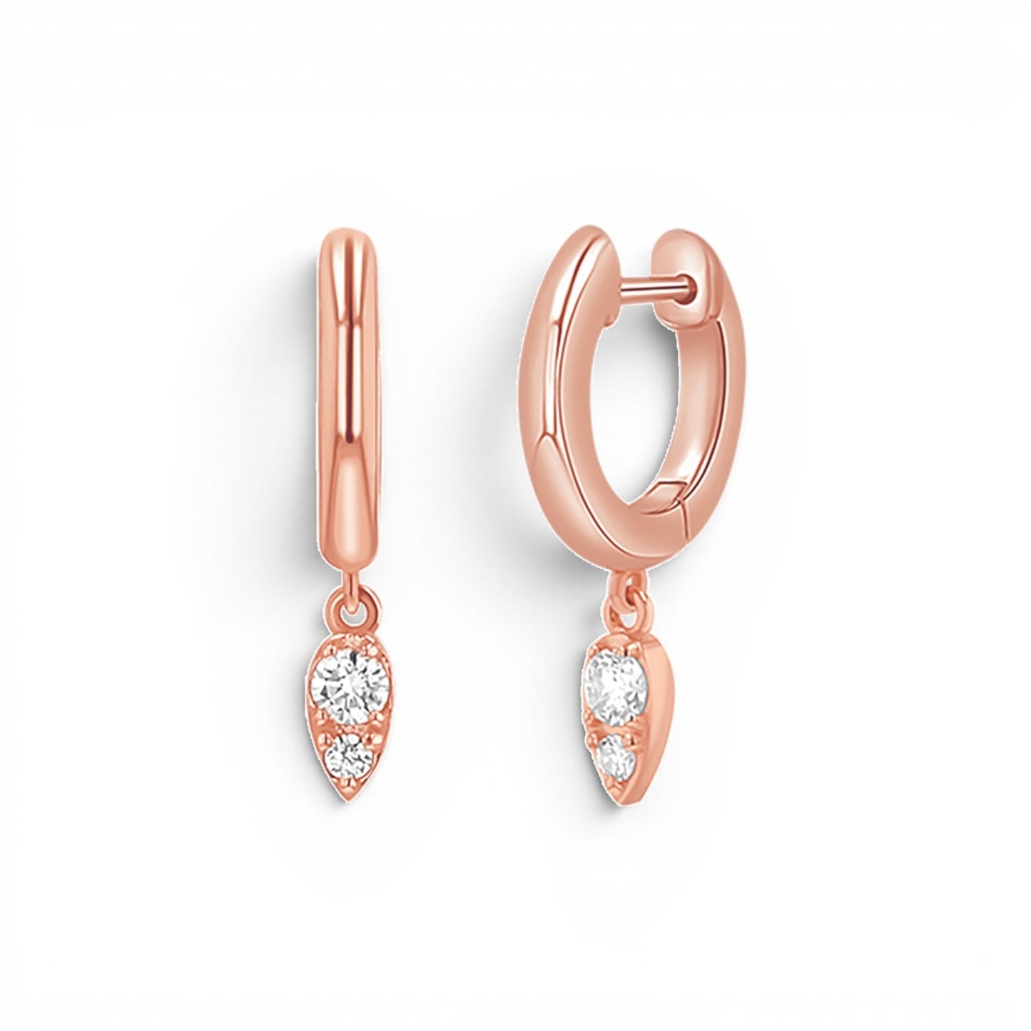 Pear Shaped Diamond Charm Drop Huggies - Lotus Diamond