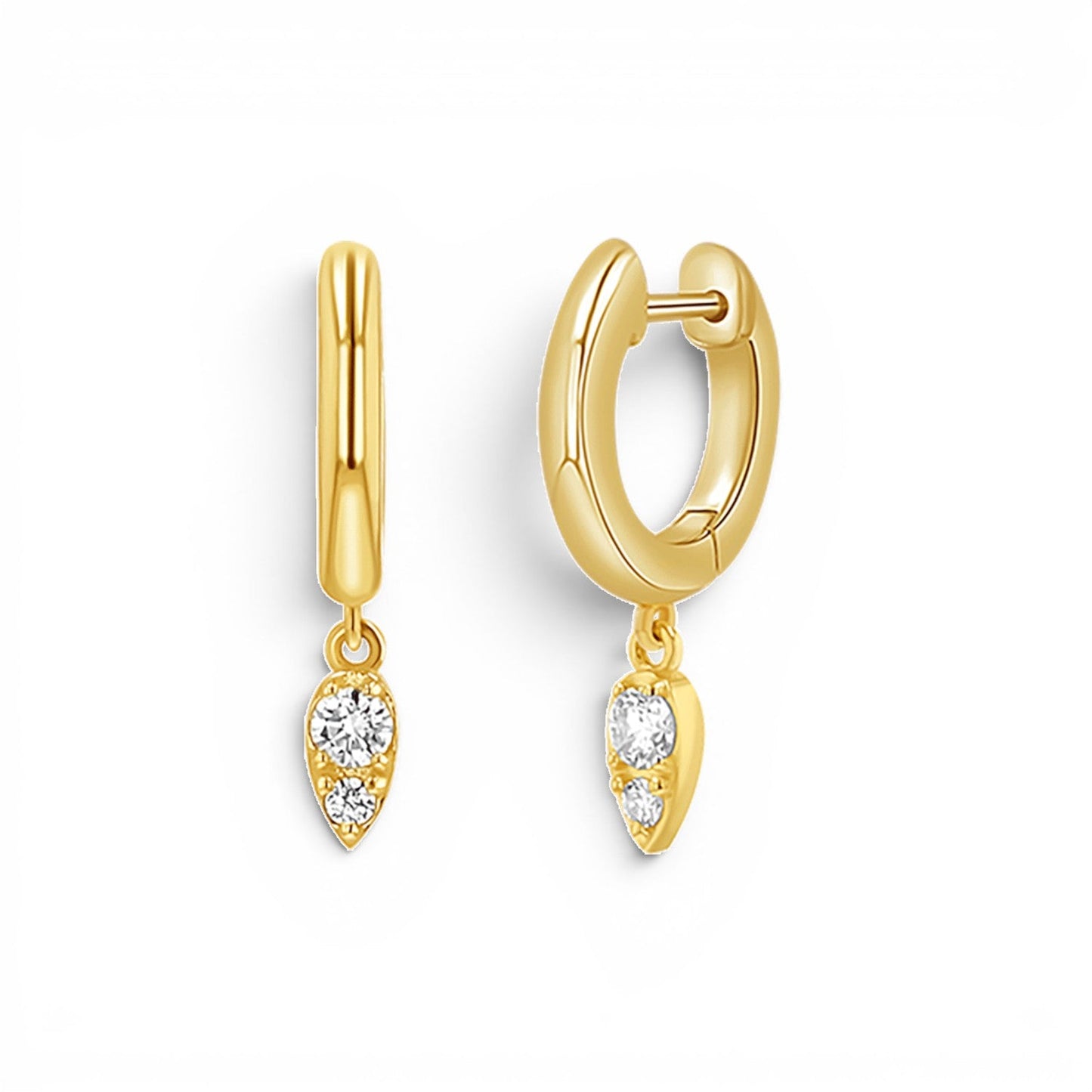 Pear Shaped Diamond Charm Drop Huggies - Lotus Diamond