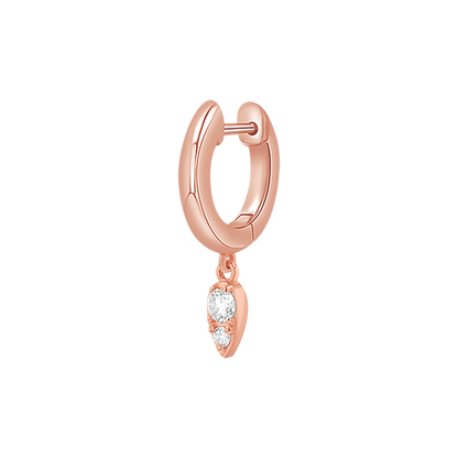 Pear Shaped Diamond Charm Drop Huggies - Lotus Diamond