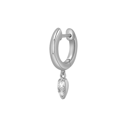 Pear Shaped Diamond Charm Drop Huggies - Lotus Diamond