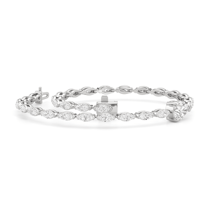 Pear with Trailing Marquise Tennis Bracelet - Lotus Diamond