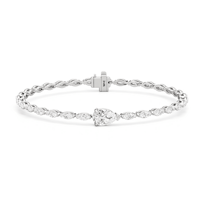 Pear with Trailing Marquise Tennis Bracelet - Lotus Diamond