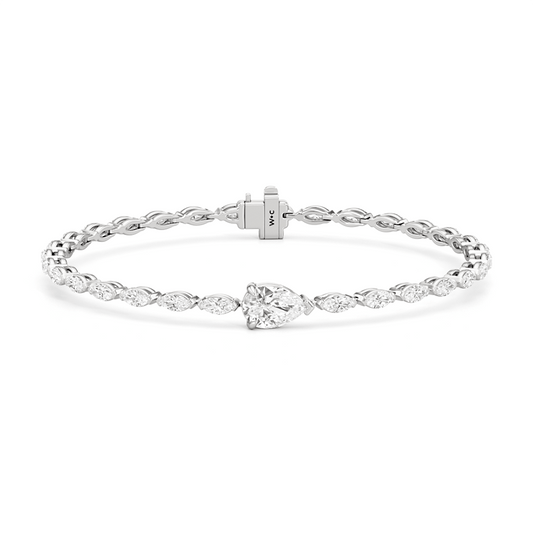 Pear with Trailing Marquise Tennis Bracelet - Lotus Diamond