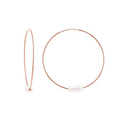 Pearl Accent Endless Hoop Earrings - Lotus Diamond