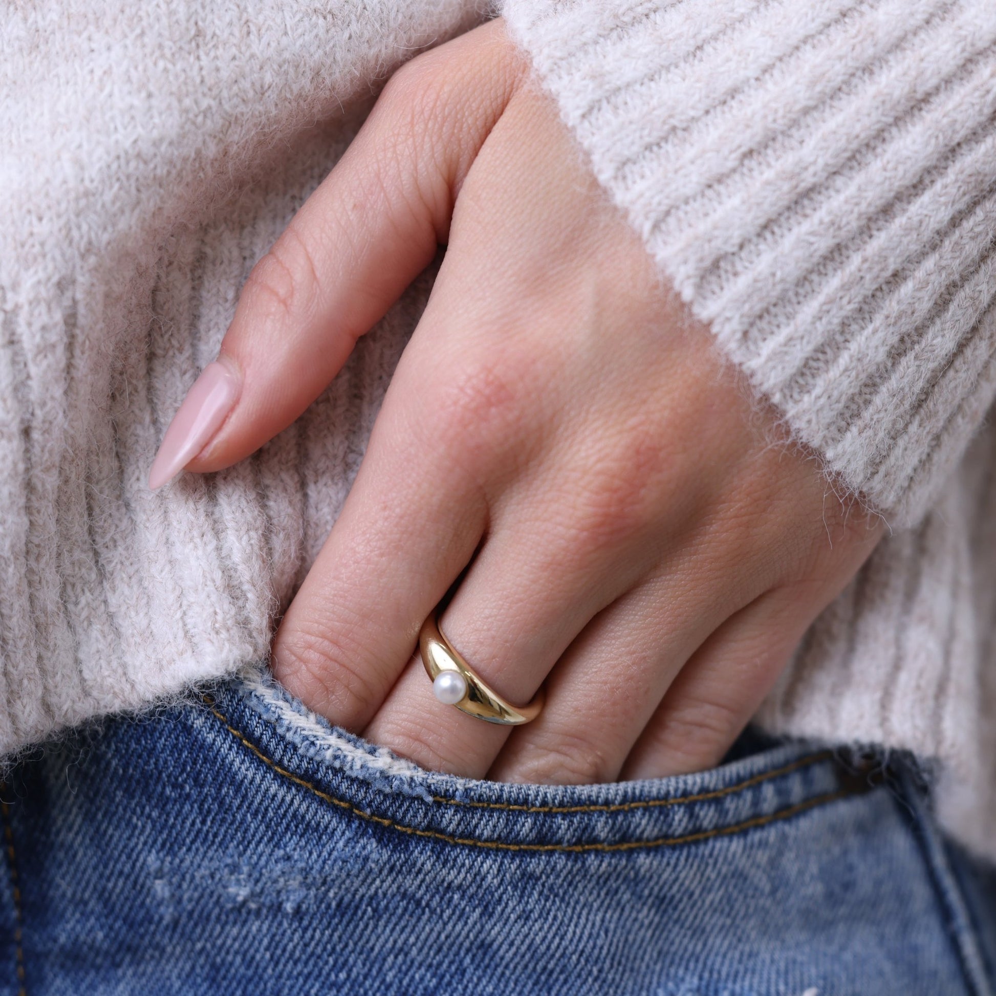 Pearl Dome Ring - Lotus Diamond