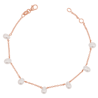 Pearl Drop Station Bracelet - Lotus Diamond