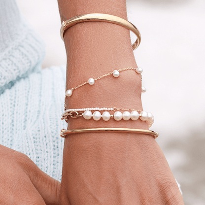 Pearl Drop Station Bracelet - Lotus Diamond