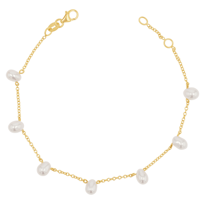 Pearl Drop Station Bracelet - Lotus Diamond
