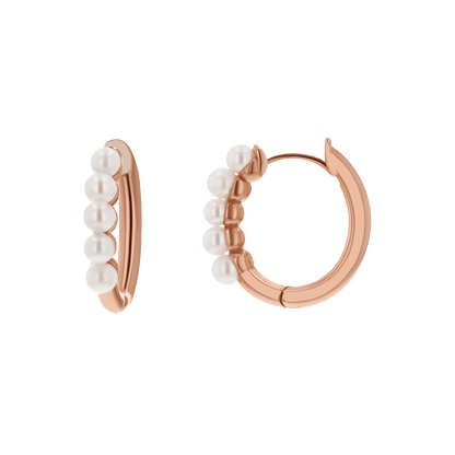 Pearl Huggies Hoop Earrings - Lotus Diamond