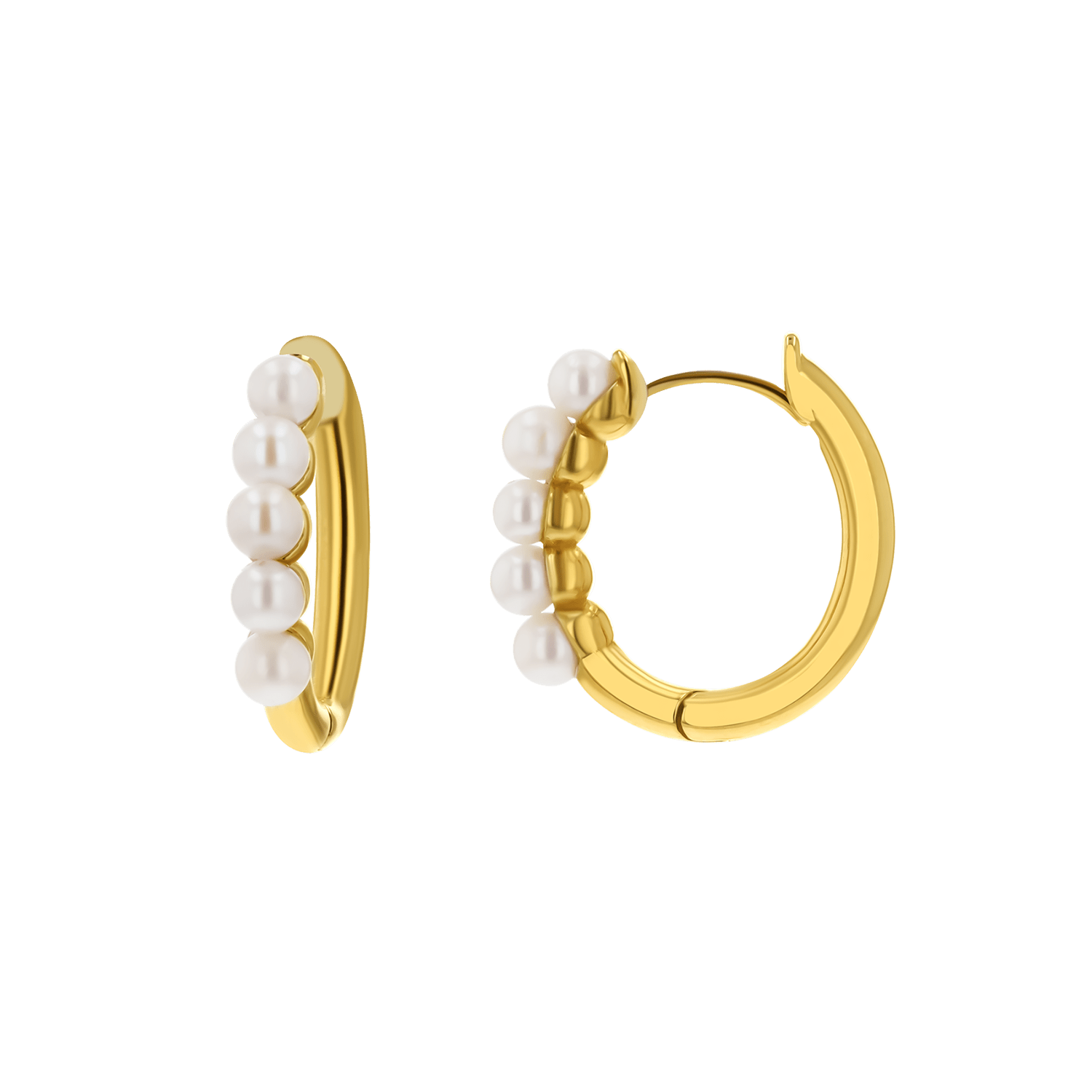 Pearl Huggies Hoop Earrings - Lotus Diamond