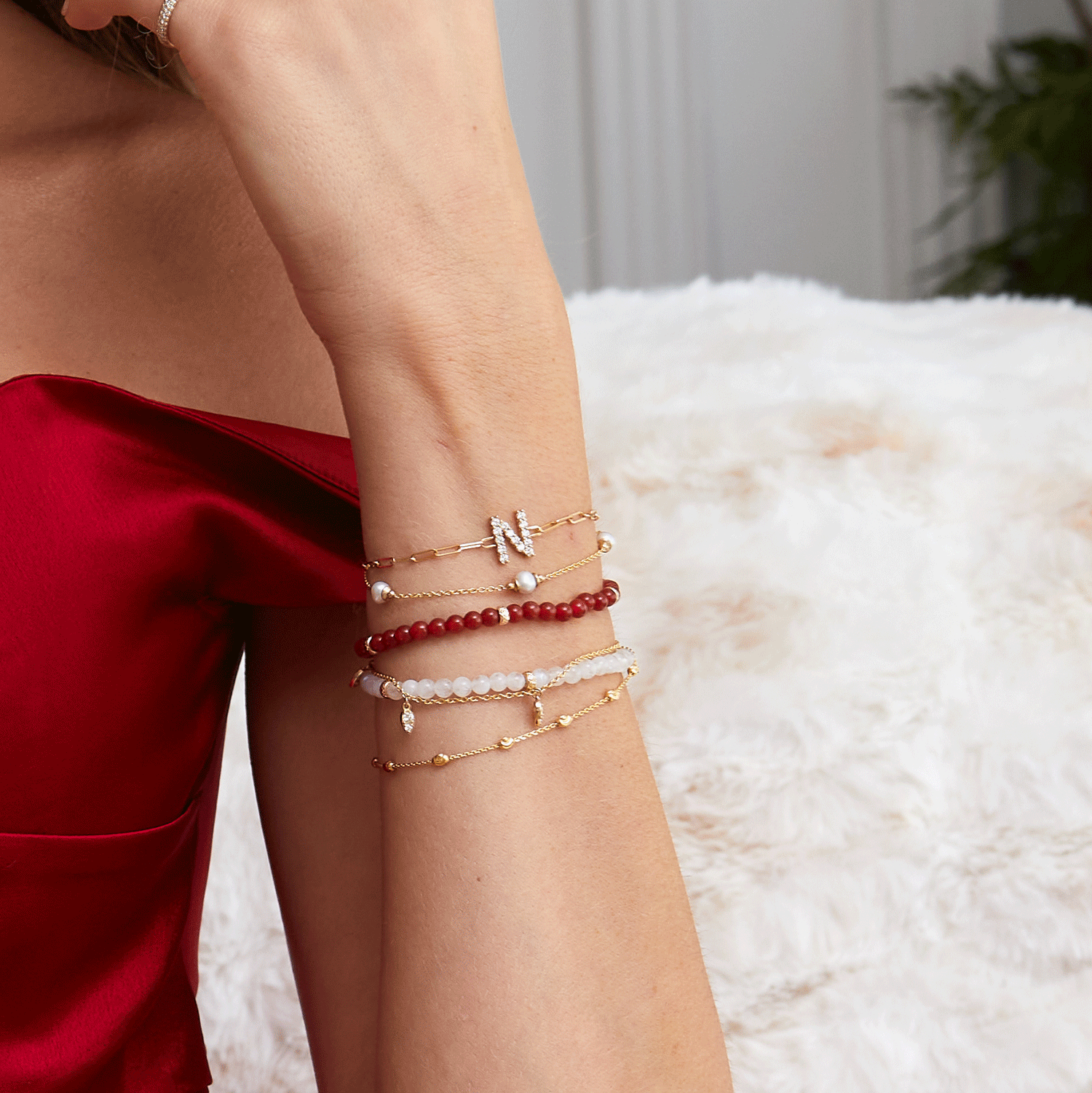 Pearl Station Bracelet - Lotus Diamond