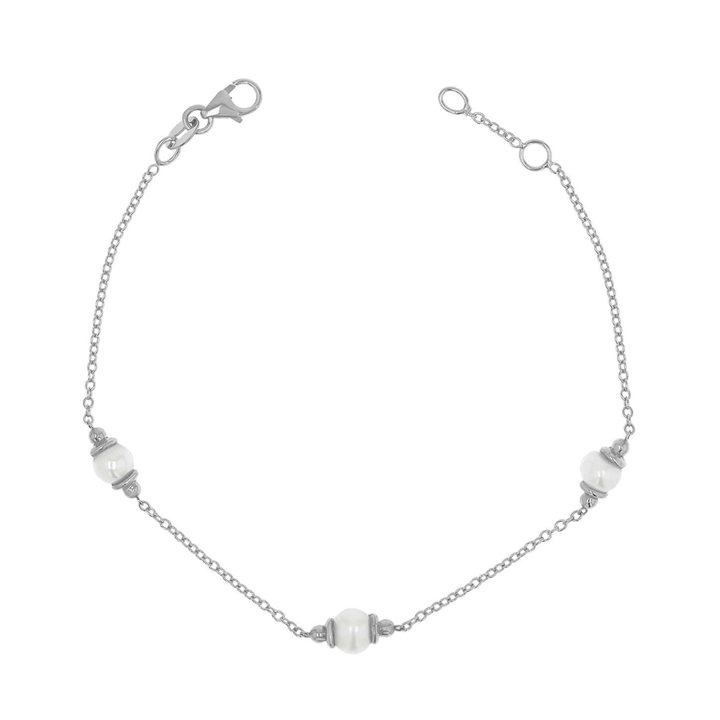 Pearl Station Bracelet - Lotus Diamond
