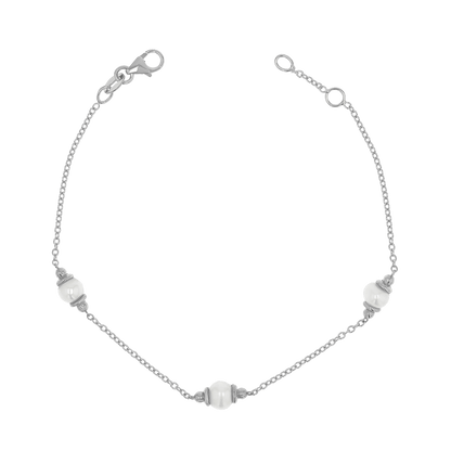 Pearl Station Bracelet - Lotus Diamond
