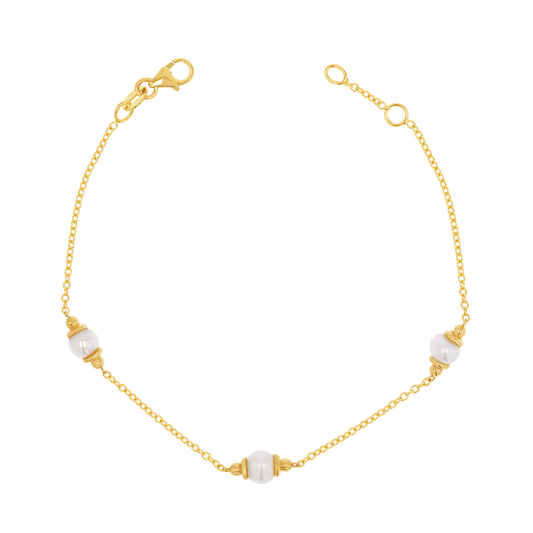 Pearl Station Bracelet - Lotus Diamond