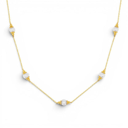 Pearl Station Necklace - Lotus Diamond