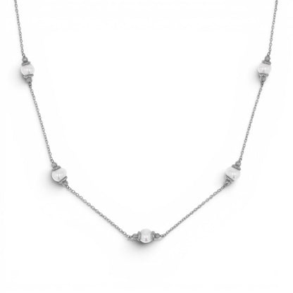 Pearl Station Necklace - Lotus Diamond
