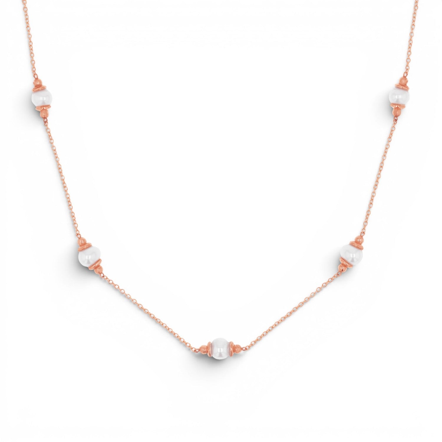 Pearl Station Necklace - Lotus Diamond