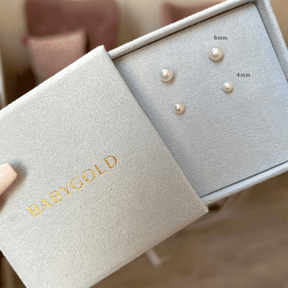 Pearl Stud Earrings - Lotus Diamond