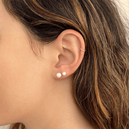 Pearl Stud Earrings - Lotus Diamond