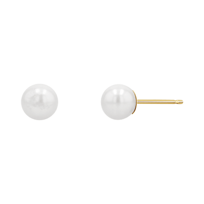 Pearl Stud Earrings - Lotus Diamond