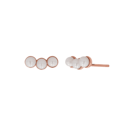 Pearl Trio Stud Earrings - Lotus Diamond