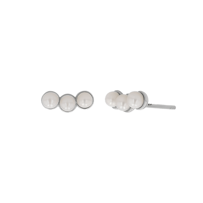 Pearl Trio Stud Earrings - Lotus Diamond