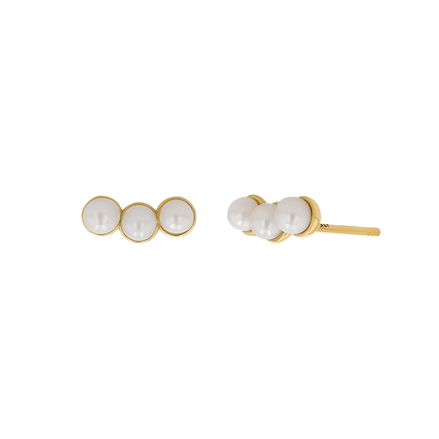 Pearl Trio Stud Earrings - Lotus Diamond