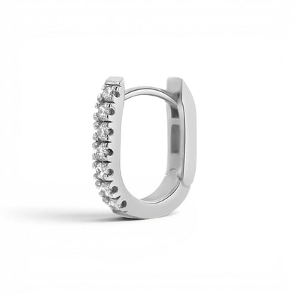 Petit Diamond U - Pave Paper Clip Huggie Earrings - Lotus Diamond