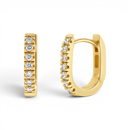 Petit Diamond U - Pave Paper Clip Huggie Earrings - Lotus Diamond