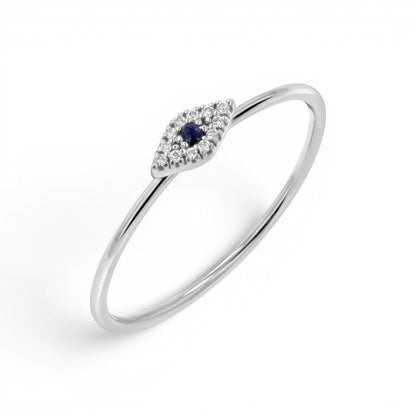 Petit Evil Eye Diamond Ring - Lotus Diamond