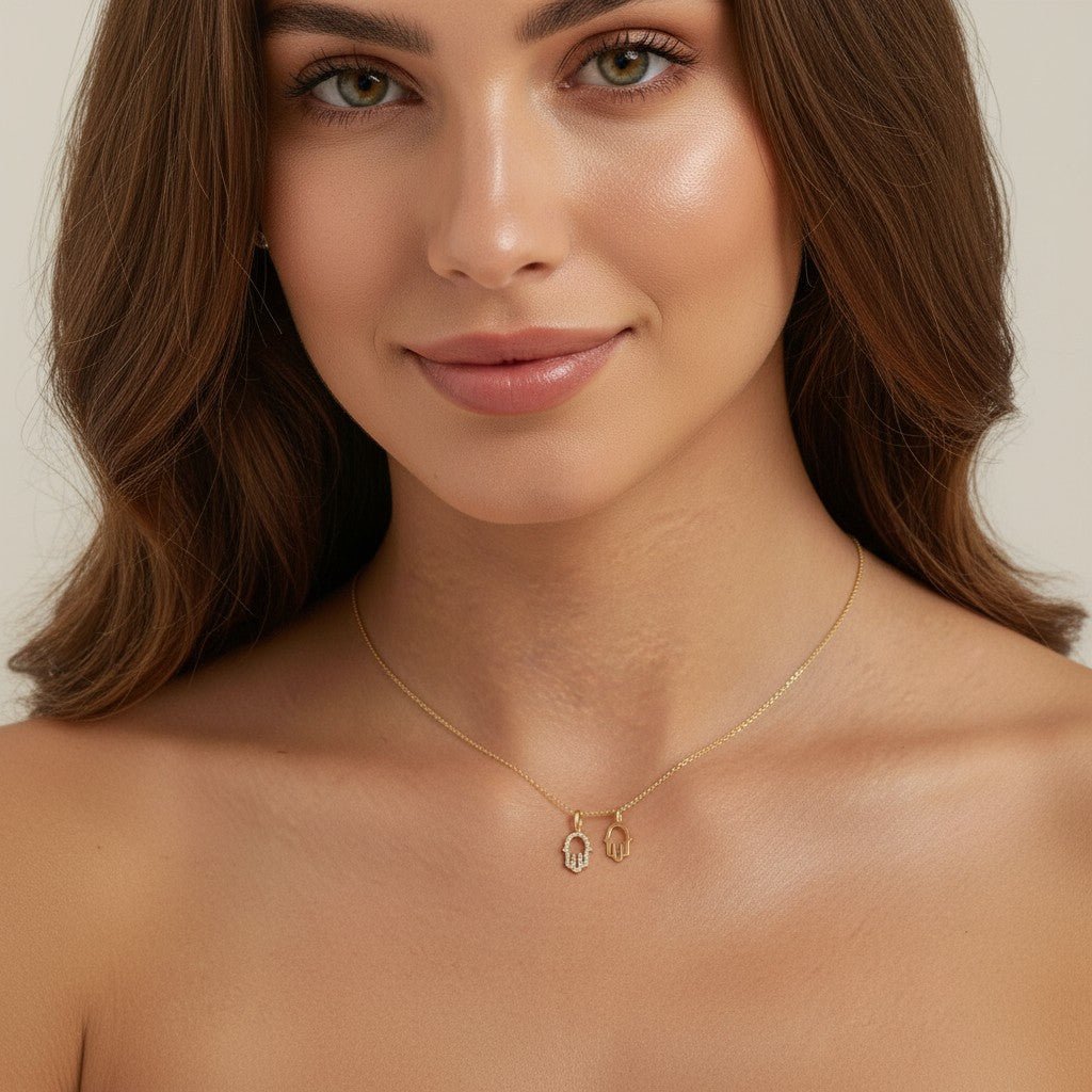 Petit Hamsa Diamond Charm - Lotus Diamond