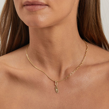 Petit Paper Clip Charm Connector - Lotus Diamond