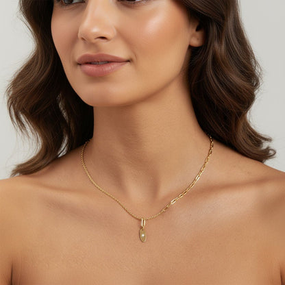 Petit Paper Clip Charm Connector - Lotus Diamond