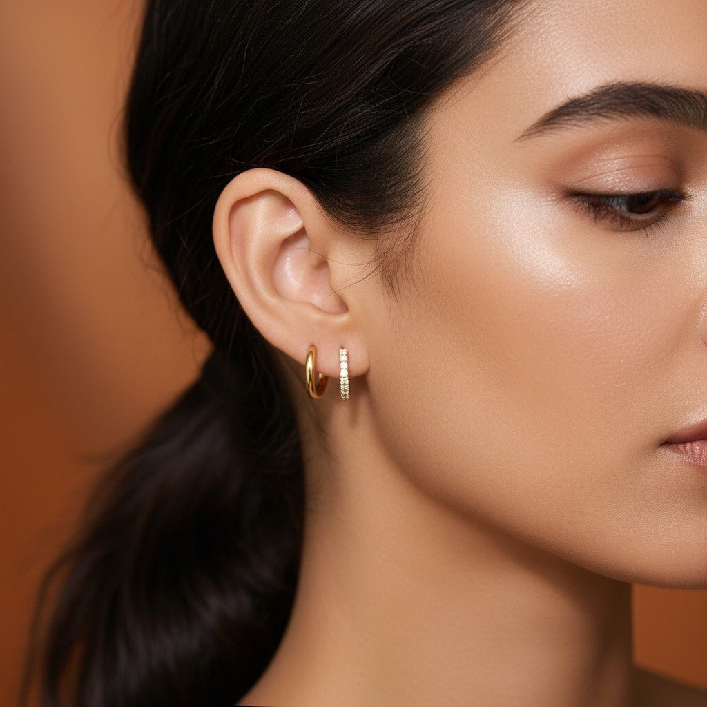 Petit Paper Clip Huggie Hoop Earrings - Lotus Diamond