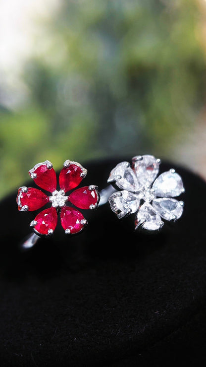 Pigeon blood stone ring - Lotus Diamond