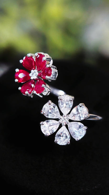 Pigeon blood stone ring - Lotus Diamond