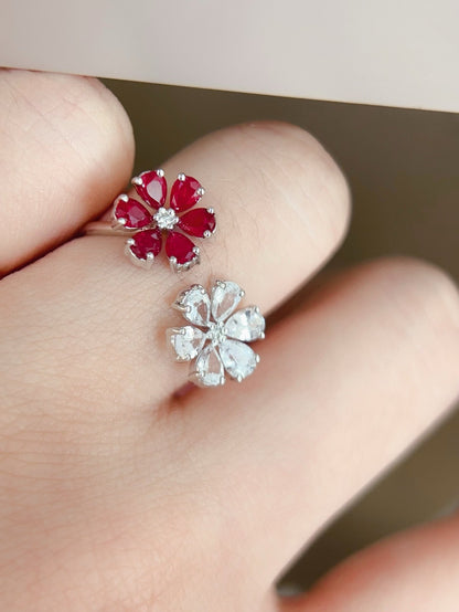 Pigeon blood stone ring - Lotus Diamond