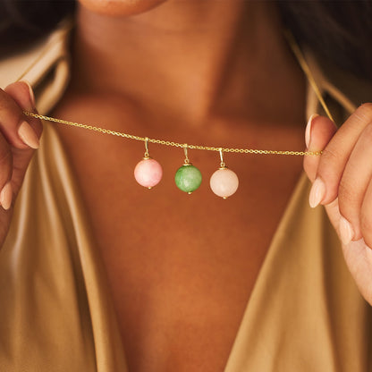 Pink Jade Gumball Charm - Lotus Diamond