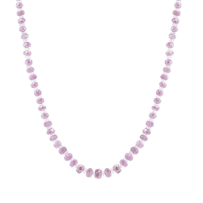 Pink Sapphire & Aquamarine Beaded Strand Necklace - Lotus Diamond