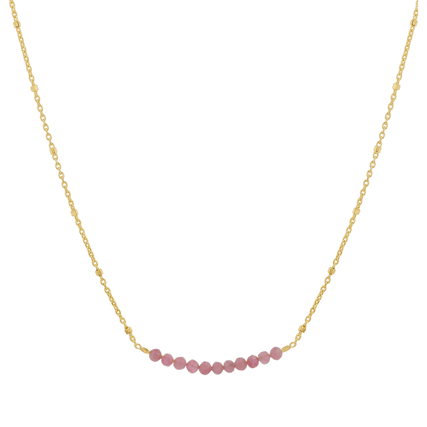 Pink Sapphire Bead Bar Necklace - Lotus Diamond