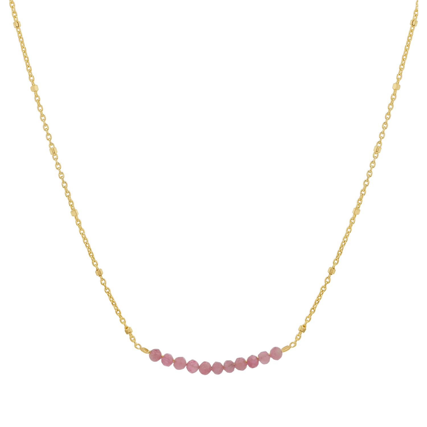 Pink Sapphire Bead Bar Necklace - Lotus Diamond