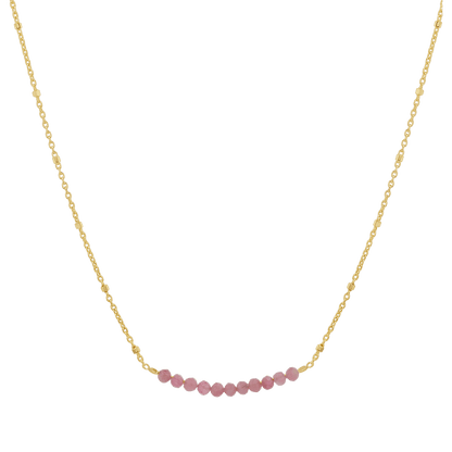 Pink Sapphire Bead Bar Necklace - Lotus Diamond