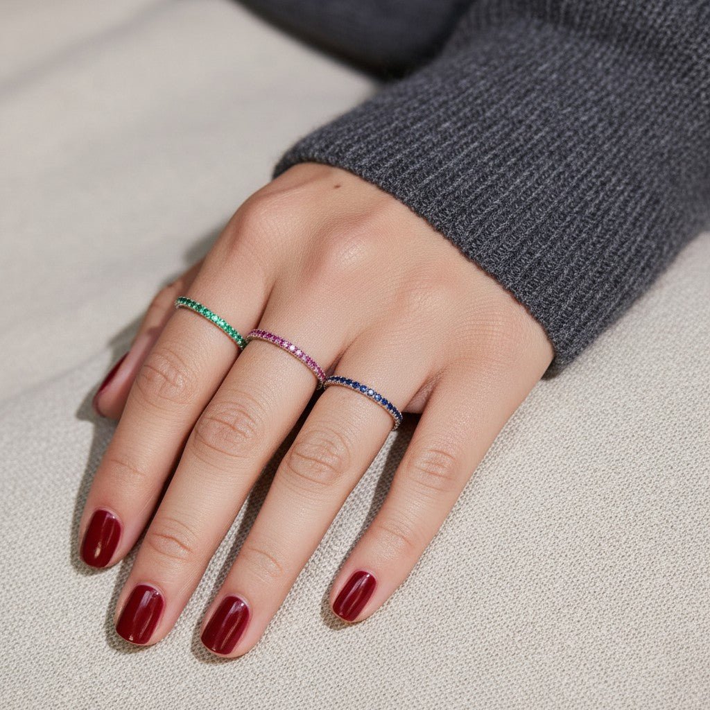 Pink Sapphire U Pave Band - Lotus Diamond