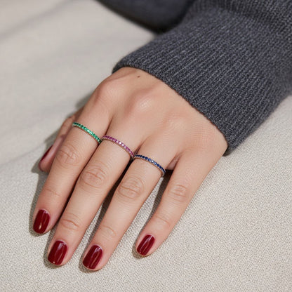 Pink Sapphire U Pave Band - Lotus Diamond